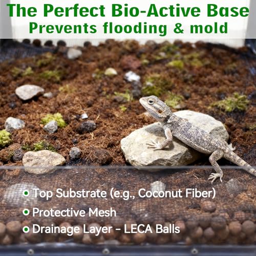 Halatool 2QT Leca Clay Balls for Terrarium Substrate – Lightweight Drainage | Organic Expanded Clay Pebbles for Reptile Bioactive Terrarium False Bottom, Hydro Balls for Leopard Gecko, Tortoise & Frog - size: 2QT