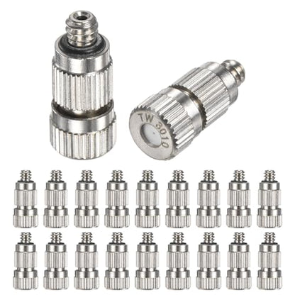 M METERXITY 20-Pack Brass Misting Nozzles, 0.012"/0.3mm Orifice Mister Nozzles Brass, High Pressure Spray Misting Nozzle Head for Outdoor Cooling System/Greenhouse/Landscaping [3/16] - size: 0.3mm