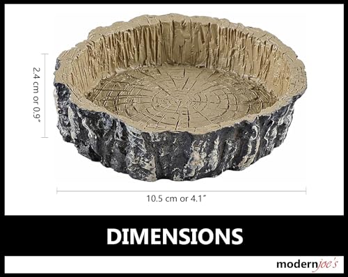 MODERNJOE'S Food/Water Dish for Reptiles, Amphibians and Other Little Critters Water/Food Bowl, Made from Premium Resin, Reptile Feeding Bowls for Lizard,Hermit Crab,Gecko,Tortoise - color: Brown