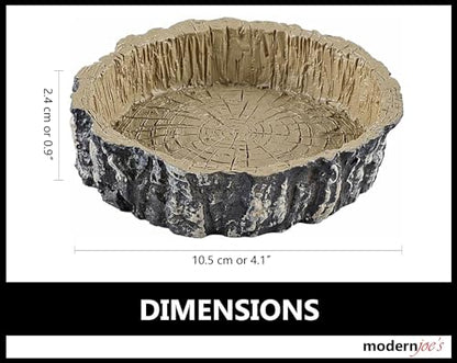 MODERNJOE'S Food/Water Dish for Reptiles, Amphibians and Other Little Critters Water/Food Bowl, Made from Premium Resin, Reptile Feeding Bowls for Lizard,Hermit Crab,Gecko,Tortoise - color: Brown