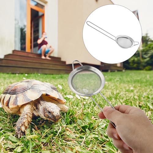 2pcs Stainless Steel Sand Bedding Shovel with Fine Mesh Filter for Reptile Terrarium Cleaning, Sand Substrate Scoop for Lizard and Snake Poop Removal