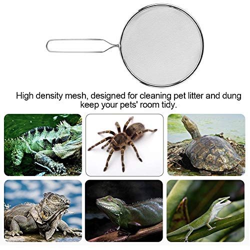 GLOGLOW Reptile Sand Shovel, Stainless Steel Scoop for Pet Waste Cleaning, Lightweight with High Density Mesh for Tortoise and Lizard Cleaning