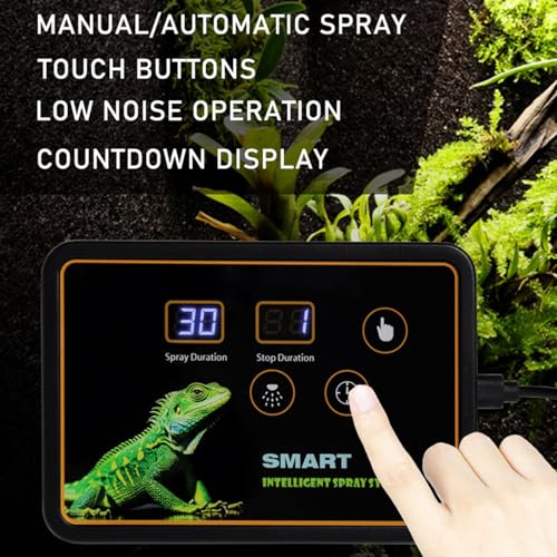 Terrariums Humidifier with 360° Nozzles, Rainforest Tank Timer Misting System, Watering Interval from 10 Seconds - 5 Minutes for Chameleons, Frog, Turtle (US Plug)