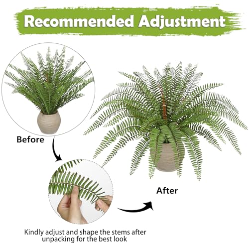 Briful Fake Boston Fern Plant in Rustic Terracotta Pot, 15.7" Small Artificial Potted Fern with Decorative Pebbles Faux Greenery Plant for Bathroom Shelf Kitchen Counter Office Desk Table Decor