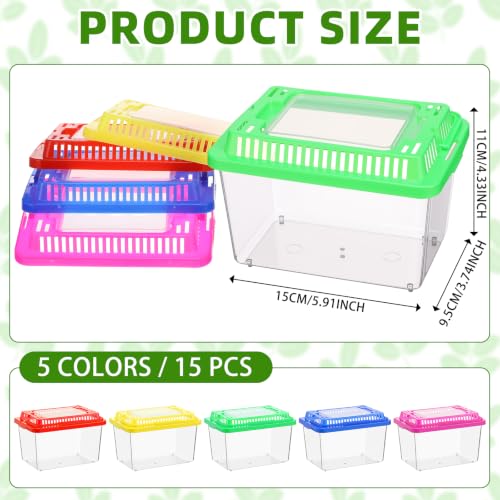 LemonRoad 25 Pcs Plastic Reptile Terrariums,Classic,5.9x4.3x3.7 Inch | Carrier Cage, Tarantula Enclosure Snake Breeding Box, Portable Fish Tank, with Ventilated Lid for Spider Turtle Lizard - color: Classic, size: 5.9x4.3x3.7 Inch