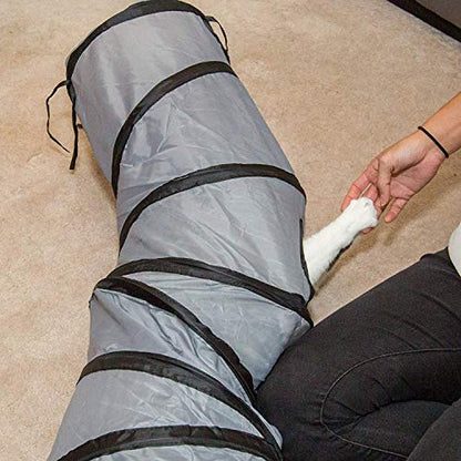 PetLike S Cat Tunnel Collapsible Pop-up Pet Tube Hideaway Play Toy with Ball (1 Way, Grey) - color: Grey, size: S way and 1 way
