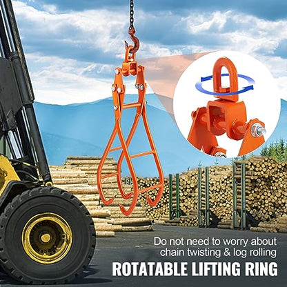 VEVOR Timber Claw Hook, 36 inch 4 Claw Log Grapple for Logging Tongs, Swivel Steel Log Lifting Tongs, Eagle Claws Design with 3307 lbs/1500 kg Loading Capacity for Tractors, ATVs, Trucks, Forklifts - style: 36in-Swivel