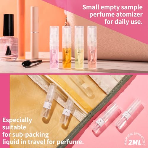 Fandamei Mini Spray Bottle, 10 Pack 2ml Mini Plastic Spray Bottle Empty, Fine Mist Refillable Perfume, Small Perfume Spray Bottle, Tiny Plastic Portable Travel Bottle, Clear - size: 2ml