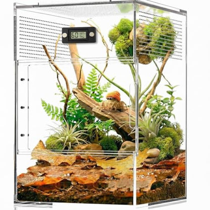 2 Pcs Magnetic Reptile Thermometer and Humidity Gauge Temperature and Humidity Monitor for Jumping Spider and Reptile Tank Mini Digital Hygrometer(Rectangular) - color: Rectangular