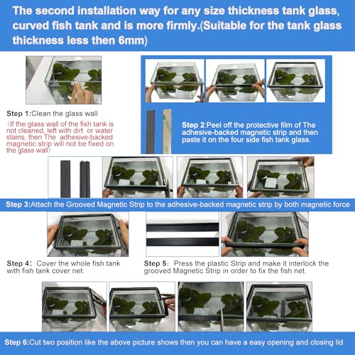 Magnetic Aquarium lid Fish Tank Hood top Cover Anti-Jumping net Cover mesh to Protect Fishs Jumping Out of Fishes Tank Hoods