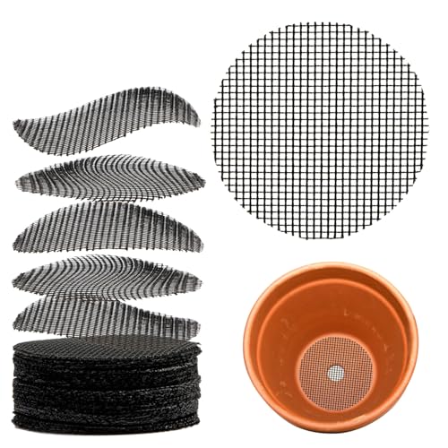 MAQIHAN 100 Plant Pots - Hole Mesh Pad Terrarium Potting Eye Mesh Mats Pot Substrate Barrier 2 Inch Net Bonsai Gardening Grid Ceramic Drainage Hole Mesh Screen Prevent Soil Leaking