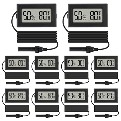10Pcs Mini Digital Thermometer Hygrometer Gauge Indoor with Probe Sensor LCD Display Meter Temperature Humidity Fahrenheit or Celsius Meter for Incubator Plant Tank Garden -℉ - size: 10 PCS