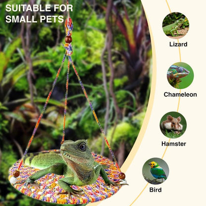 Reptile Hammock, Reptile Hammock Swing Hanging Bed for Bearded Dragon Lizard Snake Gecko Chameleon Parrot Hamster Small Pets （9.8"*17.7" Multicolor） - color: Multicolor