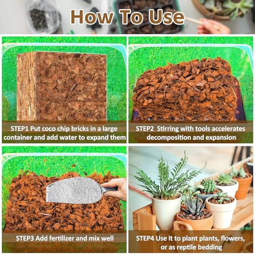 Riare 10LB Organic Coco Coir Chips for Plants Coconut Husk Substrate | Low EC & pH Balanced, Superior Drainage & Aeration, High Expansion & Moisture Retention, Mulch for Orchids, Herbs, Soil Mix