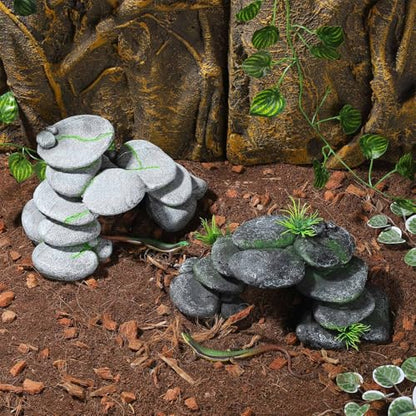 IBWell Resin Reptile Hides Pebble Shrimp Hides for Aquarium Tank Terrarium Reptile Rock Hide Fish Tank Caves and Hides Reptile Hideouts for Lizard Snake Gecko