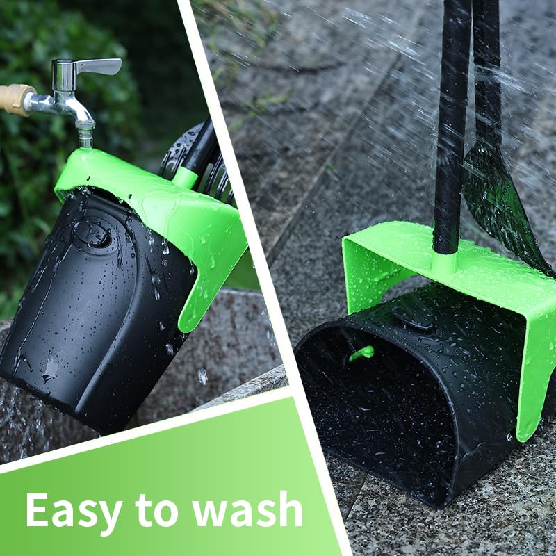 ienjoyed 43" Tall Pooper Scooper Large Swivel Bin & Rake with 100 Waste Bags,Heavy Duty Dog Pooper Scooper for Dogs, Long Handle Poop Scooper with Lid for Yard, Grass, Gravel (Green) - color: Green(43" Tall)