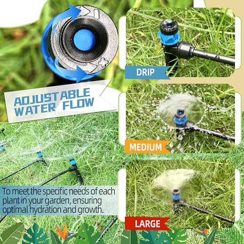 10PCS Push-to-Fit Drip Irrigation Emitters for 1/4 inch Irrigation Tubing, Adjustable 360 Degree Vortex Drip Emitters with Stake, Irrigation Dripper Sprinklers for Drip Irrigation System - size: 10PCS Drip Irrigation Vortex Emitters