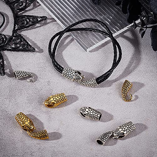 NBEADS 12 Sets Snake Shaped Hook Bracelet Clasps Set, 2 Colors Tibetan Alloy Crafts Snake Head and S Hook Ring Toggle Clasps End Connectors Jewelry Findings for Bracelet Jewelry Making