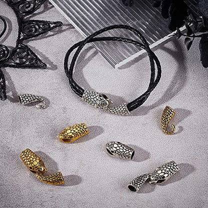 NBEADS 12 Sets Snake Shaped Hook Bracelet Clasps Set, 2 Colors Tibetan Alloy Crafts Snake Head and S Hook Ring Toggle Clasps End Connectors Jewelry Findings for Bracelet Jewelry Making