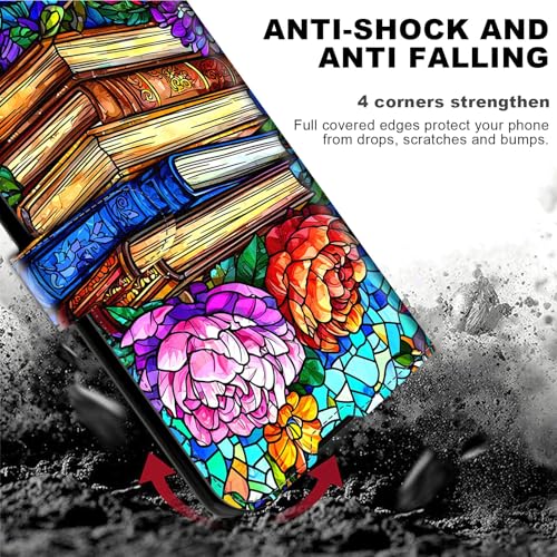 for Cricket Outlast 5G 2024 Wallet case with RFID Blocking Credit Card Holder Kickstand, Folio Flip PU Leather Shockproof Protective Cover for AT&T Motivate Pro 5G, Stack of Books - color: Stack Of Books