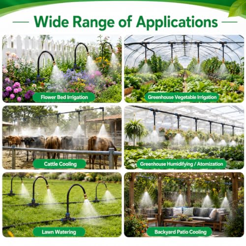 120Ft 1/4" Drip Irrigation System, 360° Adjustable Brass Nozzles, Save 80% Watering Garden Kit, DIY Tool-Free Quick Connect Sprinklers for Outdoor Plants, Landscape, Raised & Flower Beds, Greenhouse - size: 120 feet