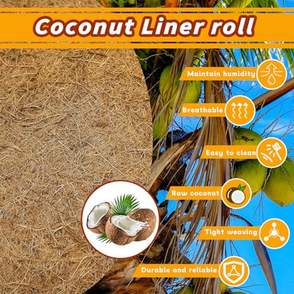 Hamiledyi 157x15.7in Reptile Carpet Coconut Fiber Substrate Large Coco Liner Roll Lizard Cage Mat Natural Coco Fiber Bedding for Bearded Dragon Turtles Iguana Tortoise Pad Garden Decoration - size: 15.7x157Inch