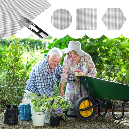 lasuroa 20pcs Flower Pot Hole Netting Mesh Pad, 30x20cm/11.8x7.8 Inch Bonsai Eye Mesh Drainage Screens Plant Pot Drainage Meshes Plant Accessories Kit Screen Meshes Preventing Substrate Leakage