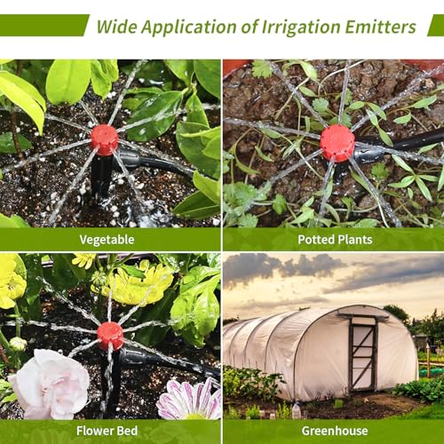 50pcs Drip Irrigation Emitters with Lock Barbed Drip Emitters for 1/4" Drip Irrigation Tubing 360 Degree Water Flow Adjustable Irrigation Drippers Drip Irrigation Heads for Garden Plants Flower - size: 50 Pcs Drip Emitters with Lock Barb