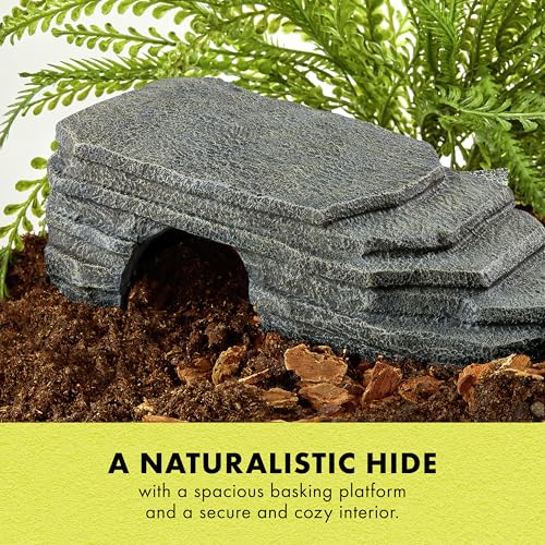 Zilla Herp Hotel, Naturalistic Hide and Basking-Platform for Leopard Geckos, Bearded Dragons, Anoles, Large - size: Large