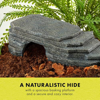 Zilla Herp Hotel, Naturalistic Hide and Basking-Platform for Leopard Geckos, Bearded Dragons, Anoles, Large - size: Large