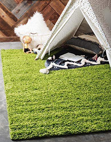 Unique Loom Solid Shag Collection Area Rug (3' 3" x 5' 3" Rectangle, Grass Green) - color: Grass Green, size: 3'3" x 5'3" (Rectangular)