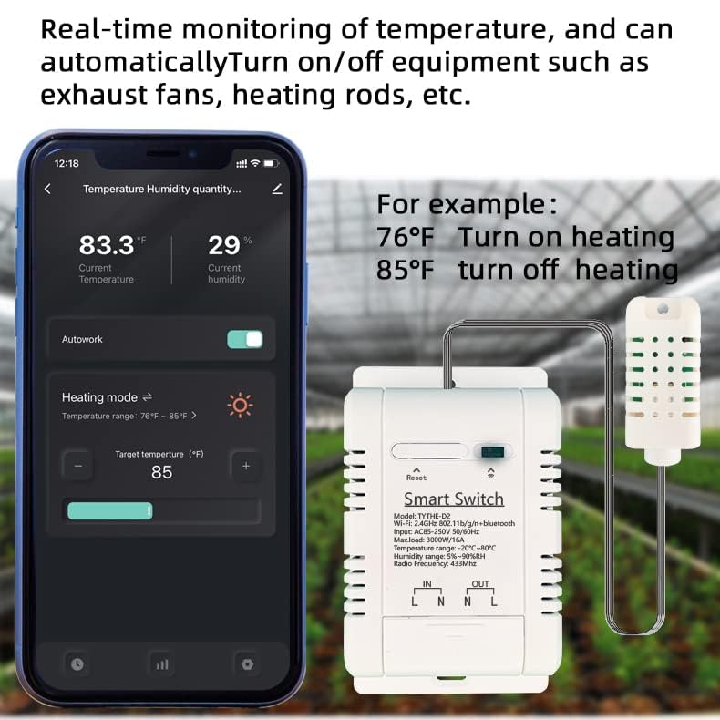 Tuya Smart WiFi 16A Temperature Humidity Switch Sensor Module with Energy Consumption Monitoring, APP Bluetooth Wireless Remote Control,Works with Alexa Google Home (Temperature Humidity) | Remote control, Bluetooth switch,AC85-250V Works with Alexa Googl