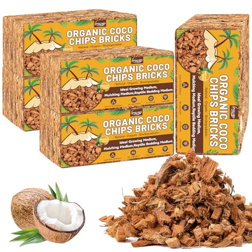 10 Pack Coco Chips for Plants- 11lb Organic Coconut Husk Potting Mix | Coconut Mulch Coco Husk Chips for Garden, Potted Plants, Orchid Repotting Soil Mix, High Expansion & Moisture Retention - size: 10 Pack
