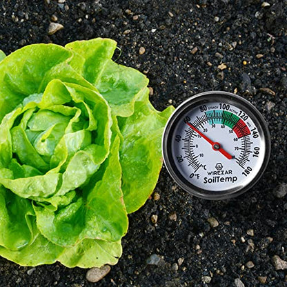 Compost Soil Thermometer, 16 Inch Stainless Steel Stem | Waterproof, Easy-to-Read, 0-180 Fahrenheit and Celsius - size: 16''