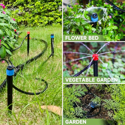 Riboud 60 Pack Drip Irrigation Emitters Sprays for 1/4 Drip Irrigation Tubing, Irrigation System for Garden (30 Pcs Emitters Vortex + 30 Pcs Emitters Stream) - size: 60 Pcs Emitters