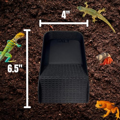 Hermit Crab Watering Pool | Platform Pool Accessory with Access Ramp for Hermit Crabs | 6.5" x 4" | Made in USA (Salt Only, Black) - color: Salt Only, Black