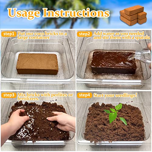 Riare 2pcs Organic Coco Coir Bricks, Natural Coconut Coir for Plants | High Expansion & Moisture Retention Coconut Husk Fiber for Seed Starting, Potting Mix, Composting, Soil Amendment & Reptiles - color: Pack of 2