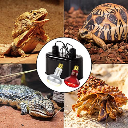 REPTI ZOO Reptile Dual Lamp Fixture Heat Lamp Bulb Combo Pack Includes 100W UVA Daylight Heating Lamp and 100W Infrared Heat Emitter Infrared Basking Spot