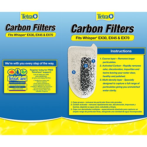 Tetra Whisper EX Carbon Large Round Filter Cartridges, 4 Count | Fits Tetra Whisper EX 30, 45, 70 Fish Tank Filters, Change Monthly - size: 4-Count, style: large