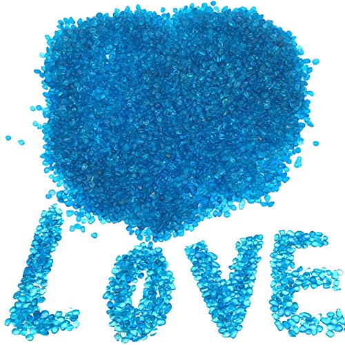 2 Pounds Landscape Glass Pebble Gravel Sand Fit for Aquariums Succulent Plants Terrarium Landscape, Natural Blue