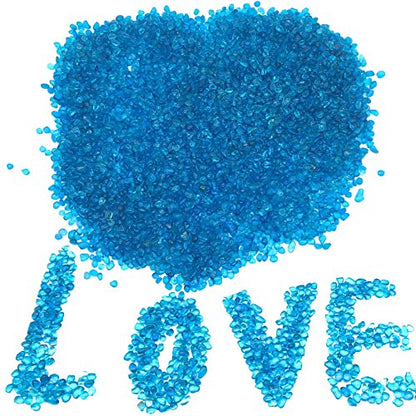 2 Pounds Landscape Glass Pebble Gravel Sand Fit for Aquariums Succulent Plants Terrarium Landscape, Natural Blue