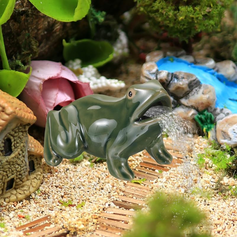 Ceramic Frog Spitters, 2 Sizes, 2 Pack | Pond Spitter Ornaments, Open-Mouth Ceramic Design, Adds Water-Feature Character, for Ponds, Fountains, and Bonsai