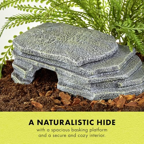 Zilla Herp Hotel, Naturalistic Hide and Basking-Platform for Leopard Geckos, Bearded Dragons, Anoles, Medium - size: Medium