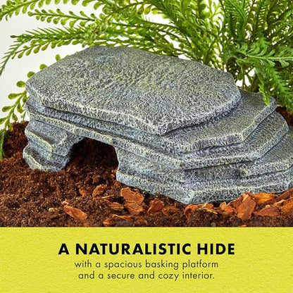 Zilla Herp Hotel, Naturalistic Hide and Basking-Platform for Leopard Geckos, Bearded Dragons, Anoles, Medium - size: Medium