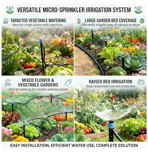 50 Pack 1/4 Inch Drip Irrigation Emitters for Garden Irrigation System | Adjustable Irrigation Dripper 360 Degree Uniform Water Flow Bubbler for Flowerbed,Vegetable Row,Greenhouse Irrigation - size: 50pcs Drip Emitters Vortex