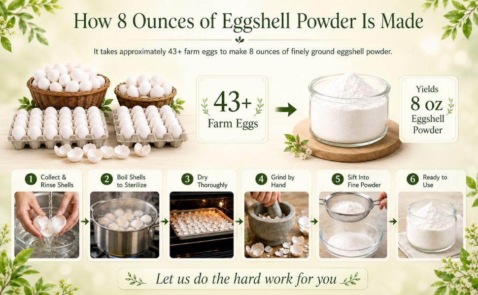 8 oz U.S.A. Eggshell Powder for Dogs/Cats, Finely Ground, Calcium Supplement