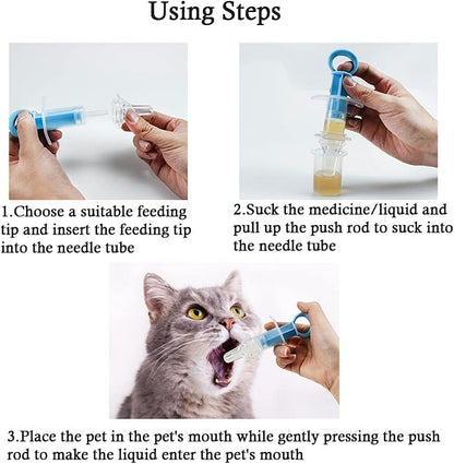 Blue Pet Medicine Feeder Liquid Oral Syringe Milk Nursing Bottles Syringe Soft Tip Plastic Pet Medical Feeding Tool for Dog Puppy Cat, Kitten Nursing Supplies