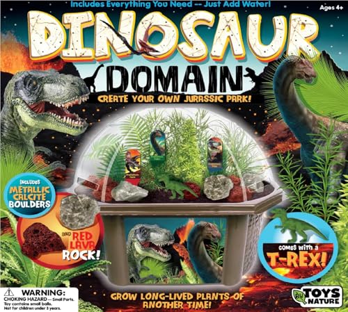 Toys by Nature Biosphere Terrarium Starter Kit, Complete Supplies Included to Grow Your Own Prehistoric Jurassic Park (Dinosaur Domain) - style: Dinosaur Domain