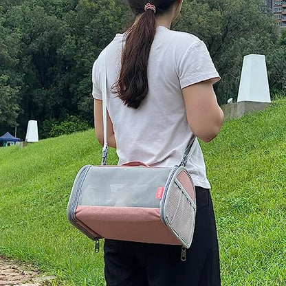 Guinea Pig Carrier Travel Small Animal Bag Lizard Bird Rabbit Cage Squirrel Breathable Bag Portable Hamster Pet Hangbag (Small, Pink) - color: pink, size: Small