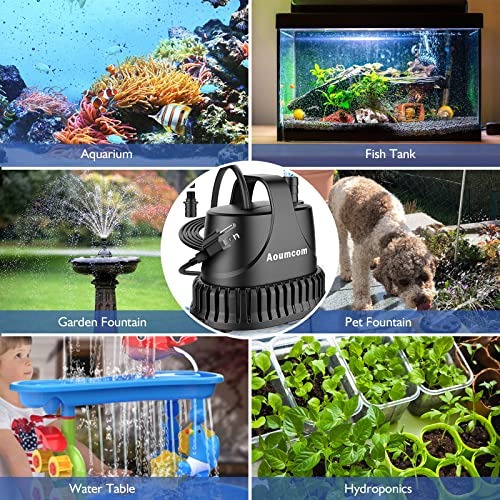 400GPH Fountain Pump, 20W Submersible Water Pump, Aquarium Pump, 1500L/H Water Pump with 7ft Power Cord for Aquarium, Water Table, Waterfall, Fish Tank, Pond, Hydroponics - size: 20W-400GPH-NET
